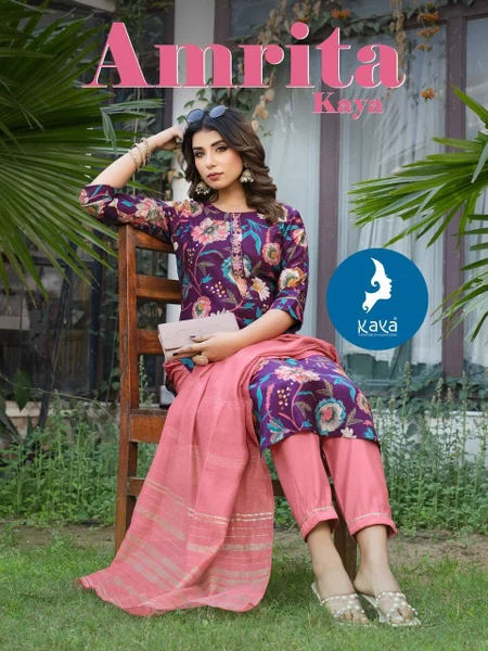 Amrita By Kaya Vertican Printed Bulk Kurti With Bottom Dupatta Orders In India
